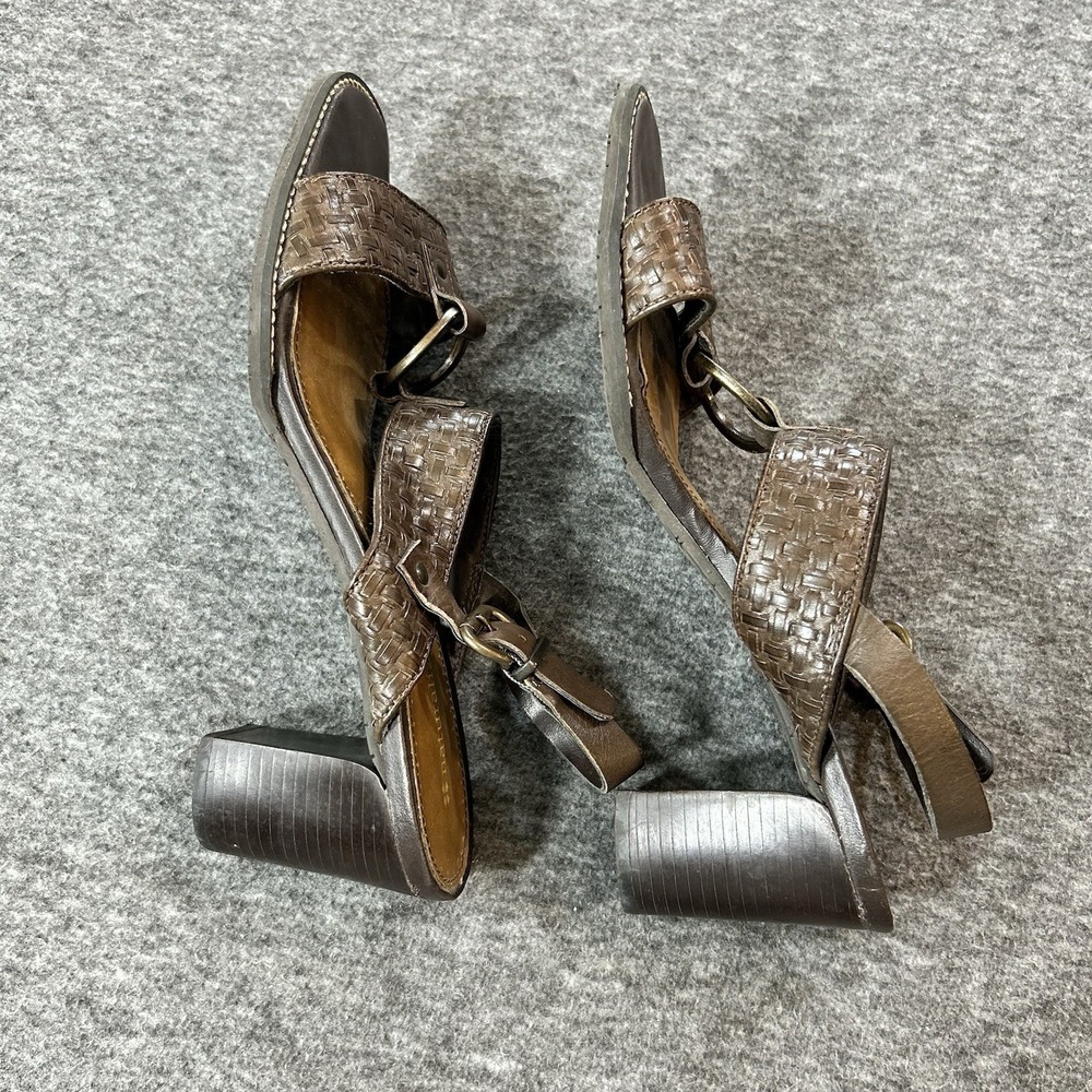 Naturalizer Brown Woven Leather Boho Slingback Heels Sandals Sz 8.5 - Picture 8 of 9